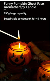 Bougie parfumée en forme de citrouille d'Halloween avec poignées - 180 g, parfum rose, idéale pour la décoration de fête et l'ambiance de la maison