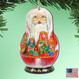 Matreshka Santa Doll Wooden Ornaments by G. DeBrekht - Christmas Santa Snowman Decor - 8110716