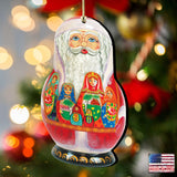 Matreshka Santa Doll Wooden Ornaments by G. DeBrekht - Christmas Santa Snowman Decor - 8110716