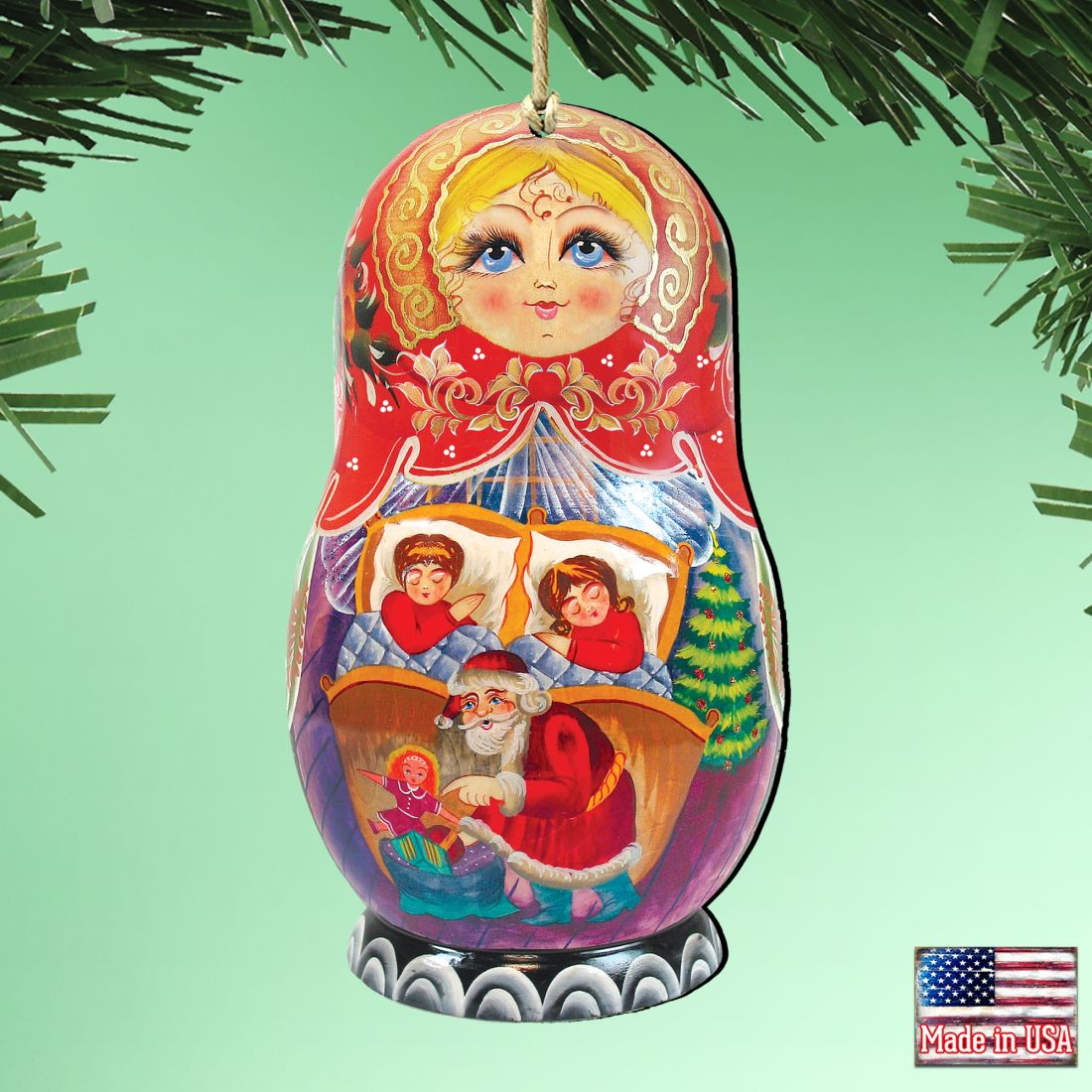 Christmas Night Matreshka Wooden Ornaments by G. DeBrekht - Christmas Decor - 8110731