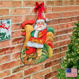 Decoración navideña para puerta con gallo de Papá Noel de G. DeBrekht - Decoración navideña con muñeco de nieve de Papá Noel - 8111340H