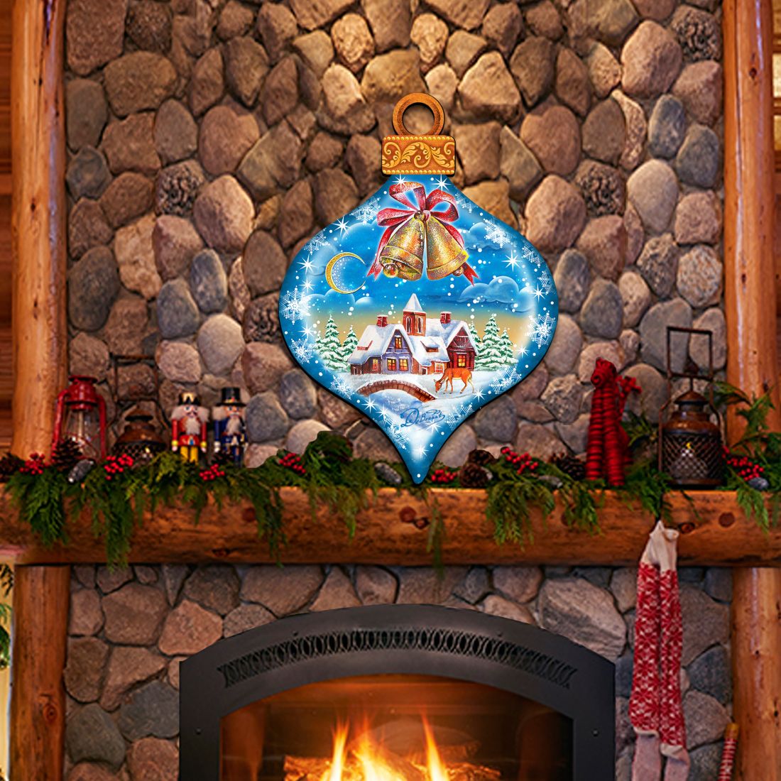 Adorno navideño para puerta con forma de gota de invierno de G. DeBrekht - Decoración navideña de Papá Noel y muñeco de nieve - 8112182H