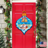 Adorno navideño para puerta con forma de gota de invierno de G. DeBrekht - Decoración navideña de Papá Noel y muñeco de nieve - 8112182H