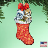 Adornos navideños de madera con forma de gatito de G. DeBrekht - Decoración navideña de Papá Noel y muñeco de nieve - 8114021