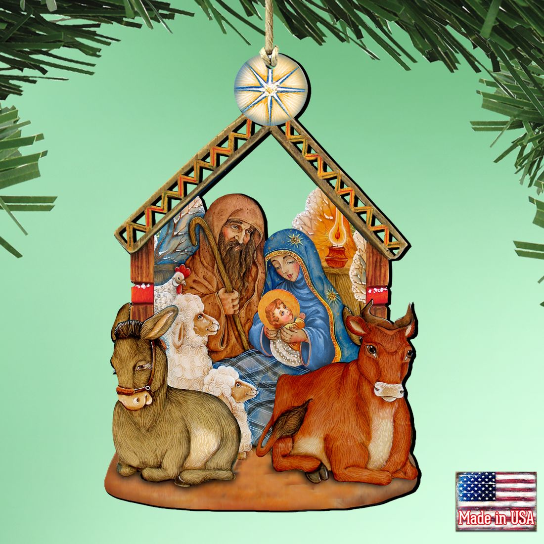 Nativity Christmas Wooden Ornaments by G. DeBrekht - Nativity Holiday Decor - 8114030