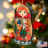 Nesting Doll Wooden Ornaments by G. DeBrekht - Christmas Santa Snowman Decor - 8115015