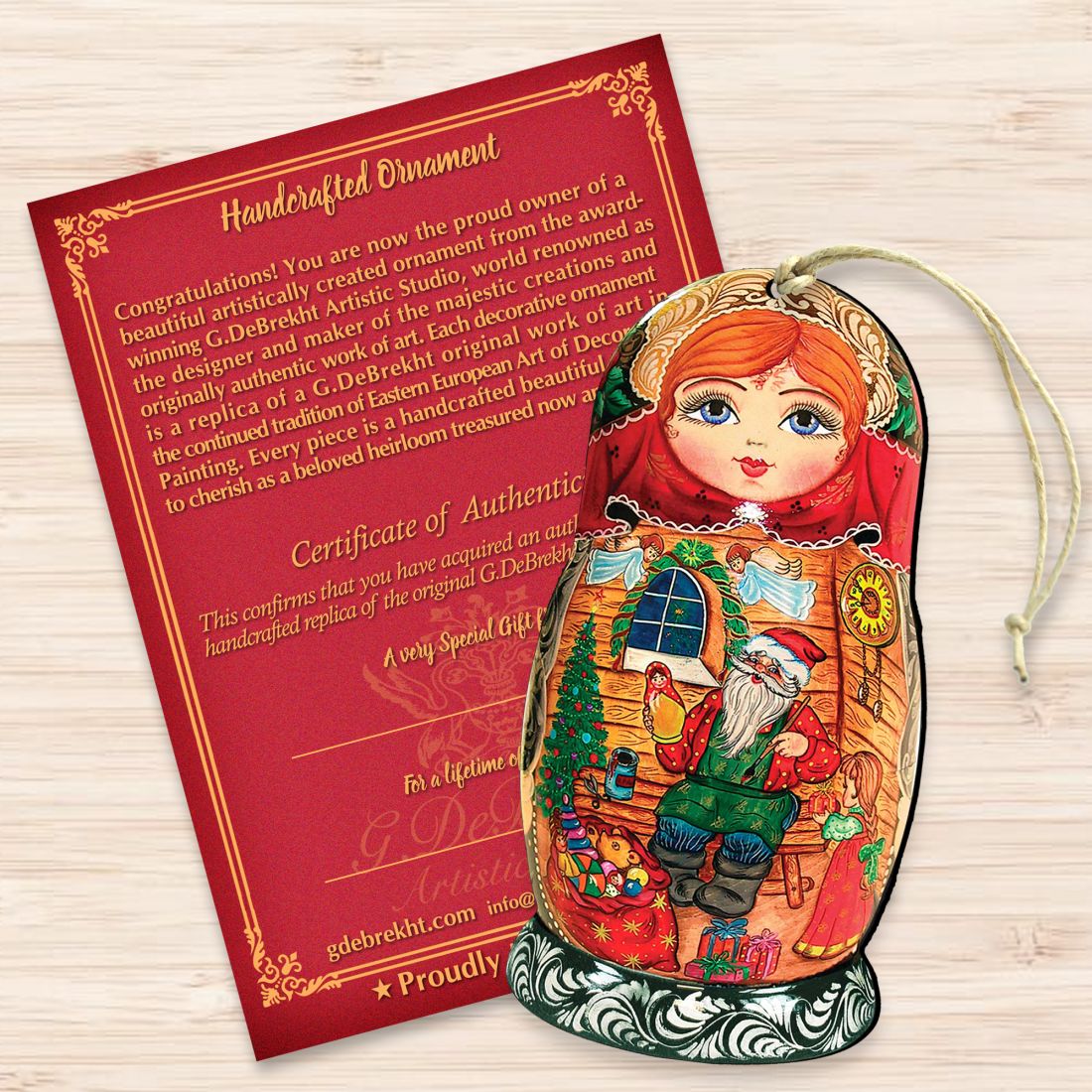 Nesting Doll Wooden Ornaments by G. DeBrekht - Christmas Santa Snowman Decor - 8115015