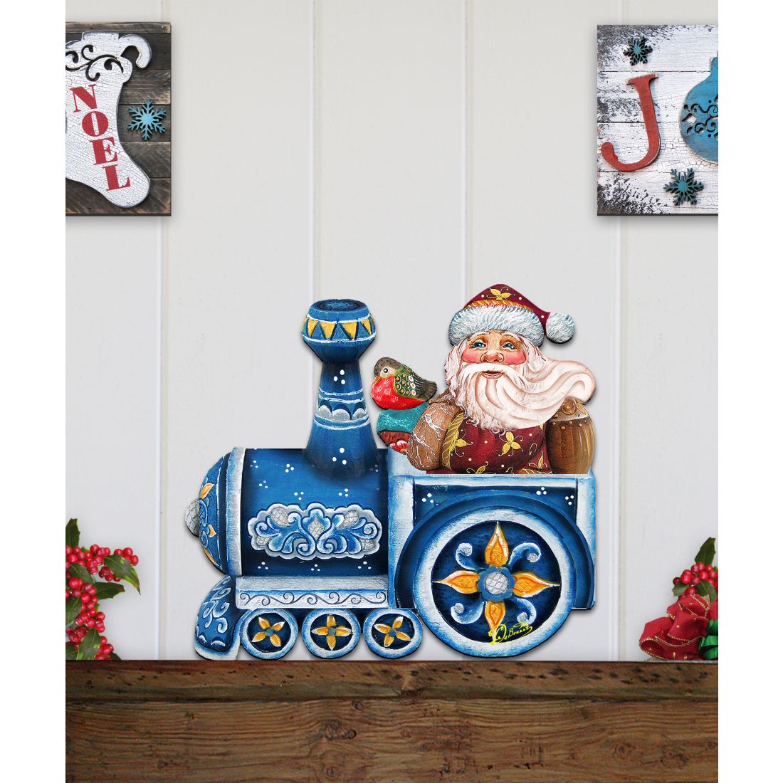 Decoración navideña para puerta con Papá Noel en tren de G. DeBrekht - Decoración navideña con muñeco de nieve de Papá Noel - 8129211H