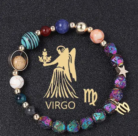 Natural Volcanic Rock Electroplating Twelve Constellations Bracelets - Lootquake