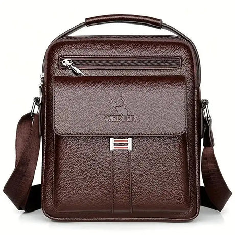 Leather Messenger Crossbody Shoulder Bag For Men Work Business Casual Adjustable Straps With  Metal Zipper - Lootquake