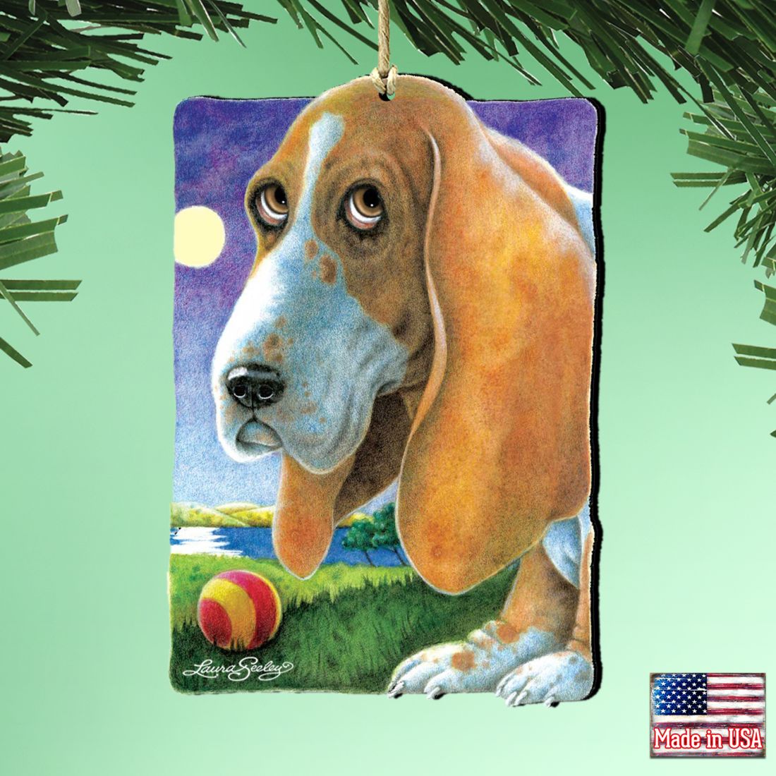 Just Baby Steps to The Bay Wooden Ornaments by Laura Seeley - Pets Dog and Cats Decor - 8511022-LS