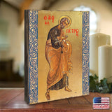 Icono religioso cristiano sagrado de San Pedro de madera bañado en oro - Decoración inspiradora - 85042