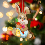 Carrot Bunny with Chick Wooden Ornaments by G.DeBrekht - Easter Spring Decor - 815432-1