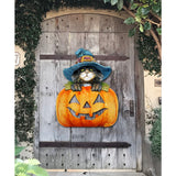 Black Cat pumpkin Halloween Door Decor by G. DeBrekht - Thanksgiving Halloween Decor - 8158416H