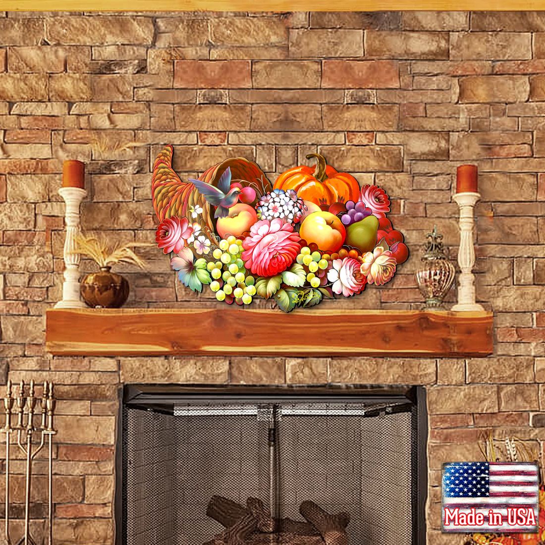 Floral Cornucopia Halloween Door Decor by G. DeBrekht - Thanksgiving Halloween Decor - 8158907H
