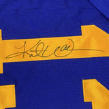 Camiseta de fútbol azul de Kurt Warner St. Louis, enmarcada, autografiada y firmada, 35 x 39, JSA COA