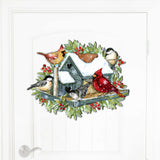 Front Door Winter Cardinals Birdhouse Decor - Christmas Welcome by Susan Winget - Handmade Gift Product Code 8471115-2H-SW