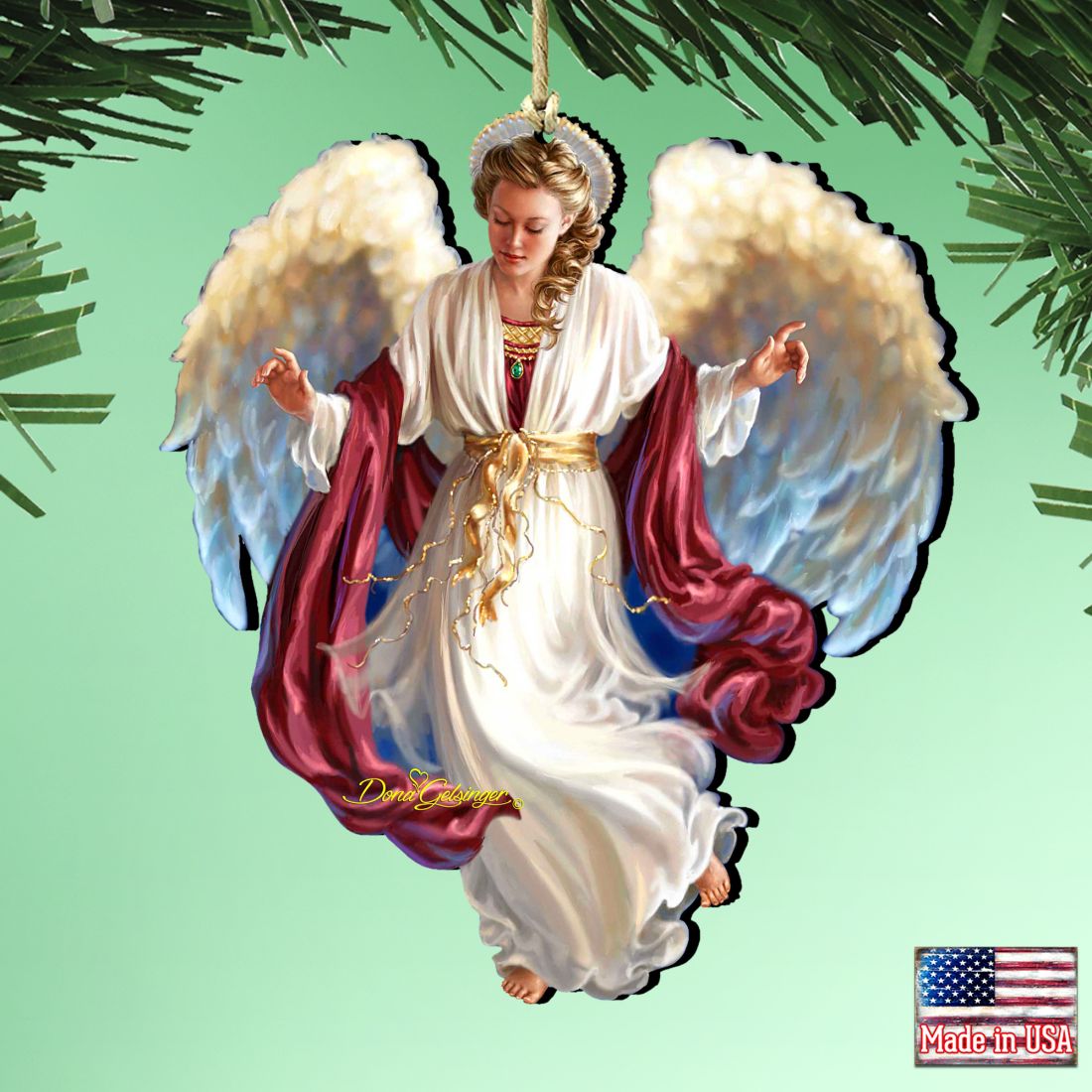 Adornos de madera con forma de ángel de la Tierra de Gelsinger - Decoración navideña americana - 8161048-1208