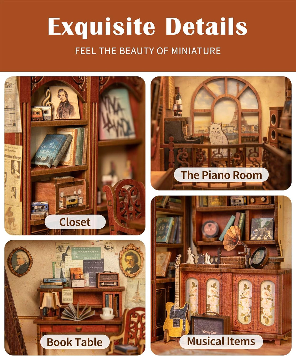 Book Nook Wizardi Miniature - The Secret Rhythm Roombox Kit-3