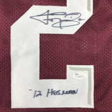 Camiseta de fútbol americano universitario autografiada/firmada de Johnny Manziel, número 12 del Heisman, Texas A&amp;M, color granate, JSA COA
