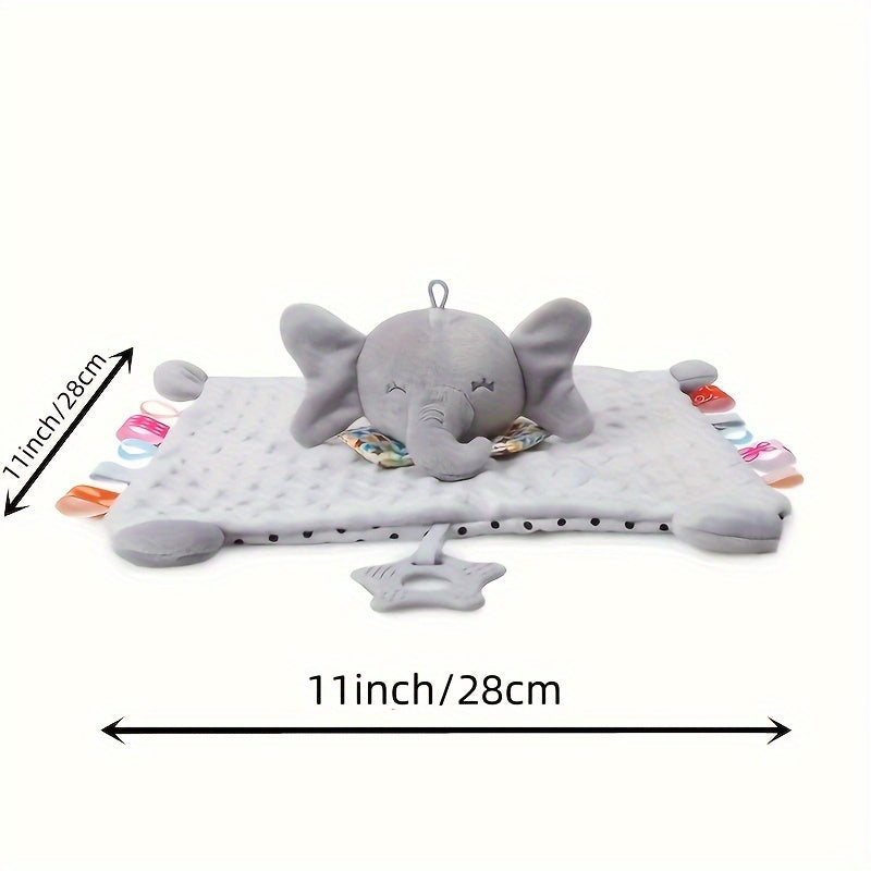 Elephant Security Blanket for Toddlers - Soft Cotton Snuggle Animal Toy, Hand Washable, Baby Lovey Gift for Boys & Girls Aged 3-12 Years - Plush Stuffed Elephant Comforter