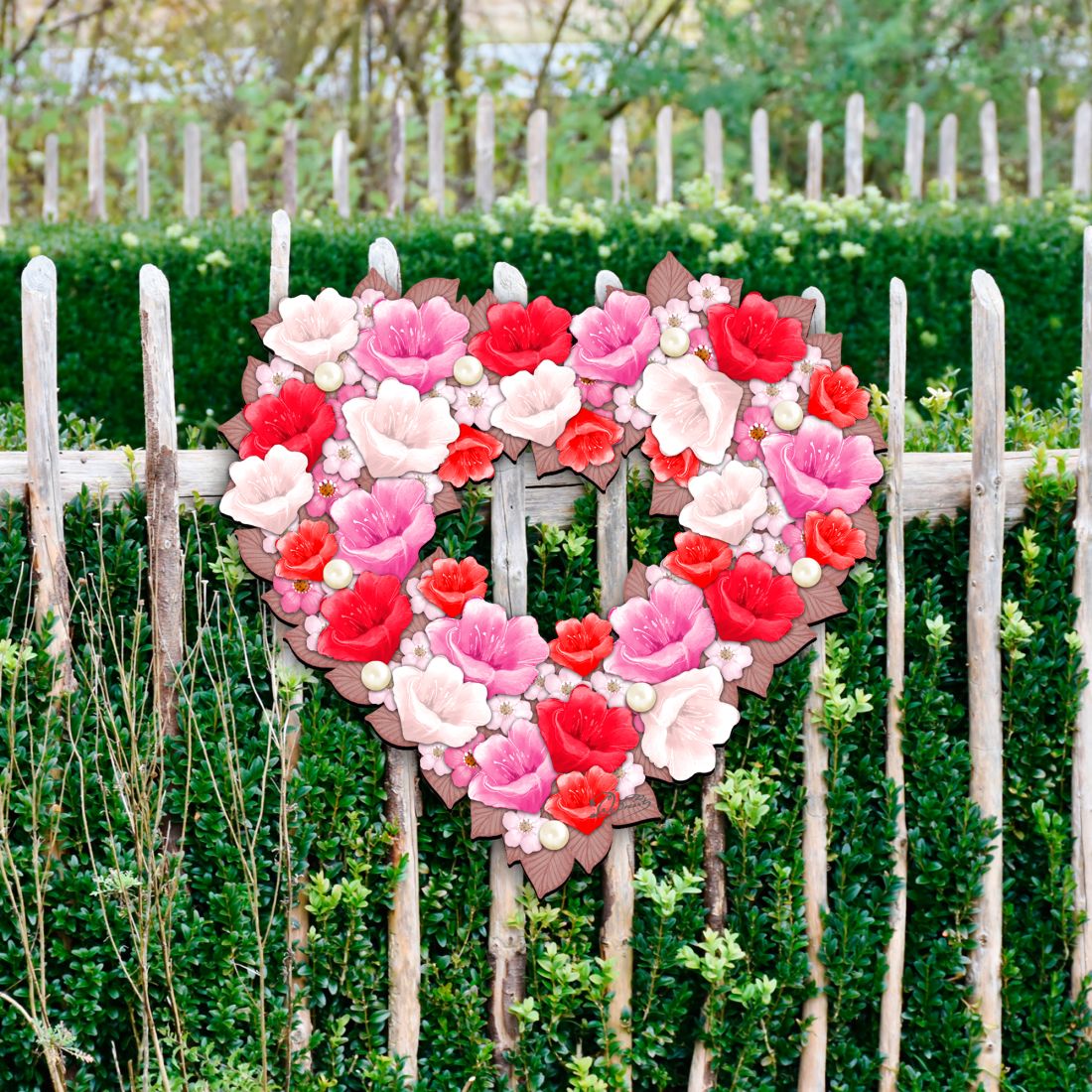 Valentine Heart Holiday Door Wreath by G. DeBrekht - Love Family Kids Decor - 8185308H