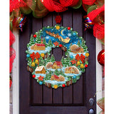 Corona navideña Up Up, decoración para puerta de G. DeBrekht - Decoración navideña de Papá Noel y muñeco de nieve - 8185315H