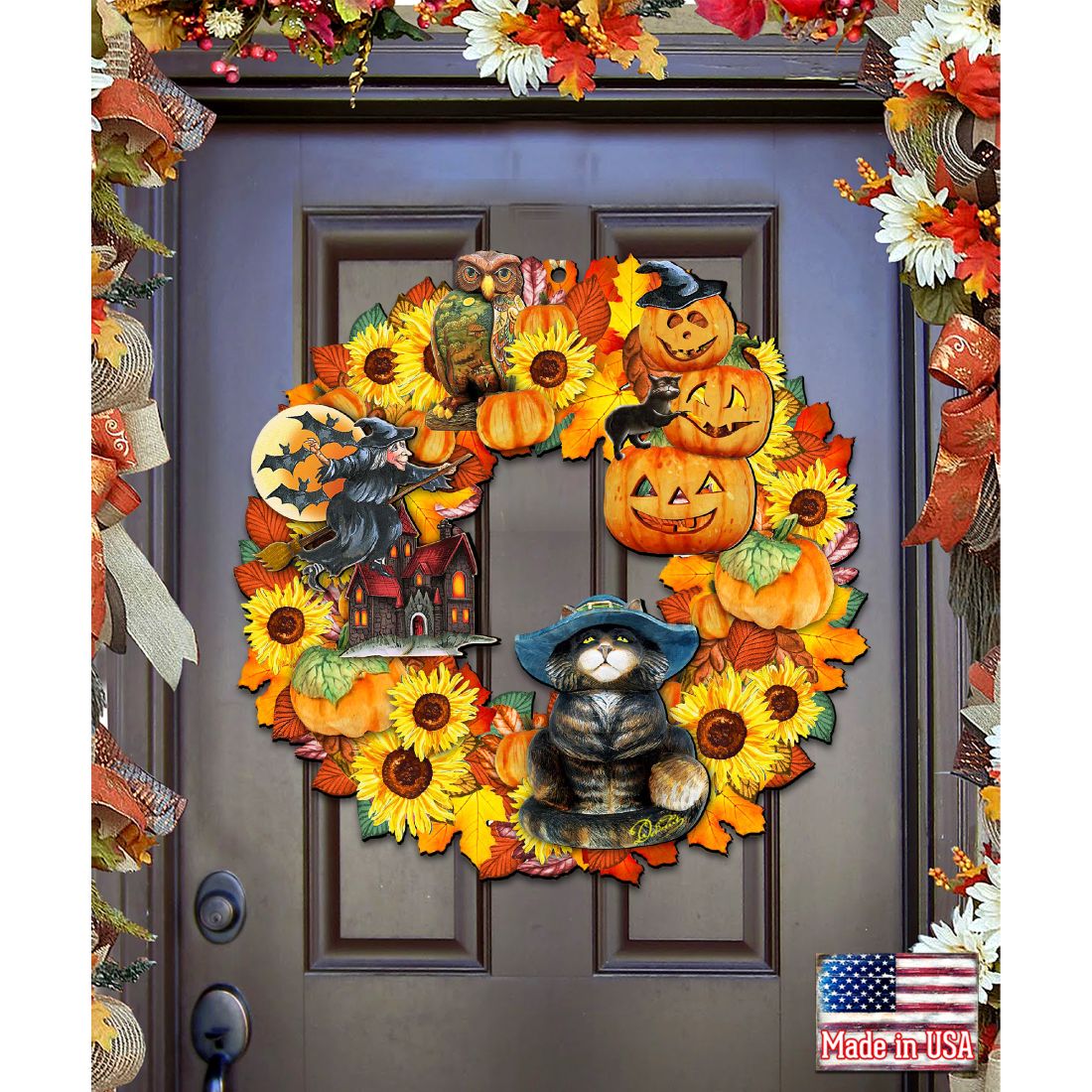 Corona de Halloween para puerta de G. DeBrekht - Decoración de Halloween para Acción de Gracias - 8185317H