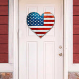 Decoración navideña con forma de corazón patriótico para puerta - Decoración navideña americana - 8187130-2H