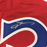 Framed Autographed/Signed Allen Iverson 35x39 Philadelphia Red Basketball Jersey JSA COA