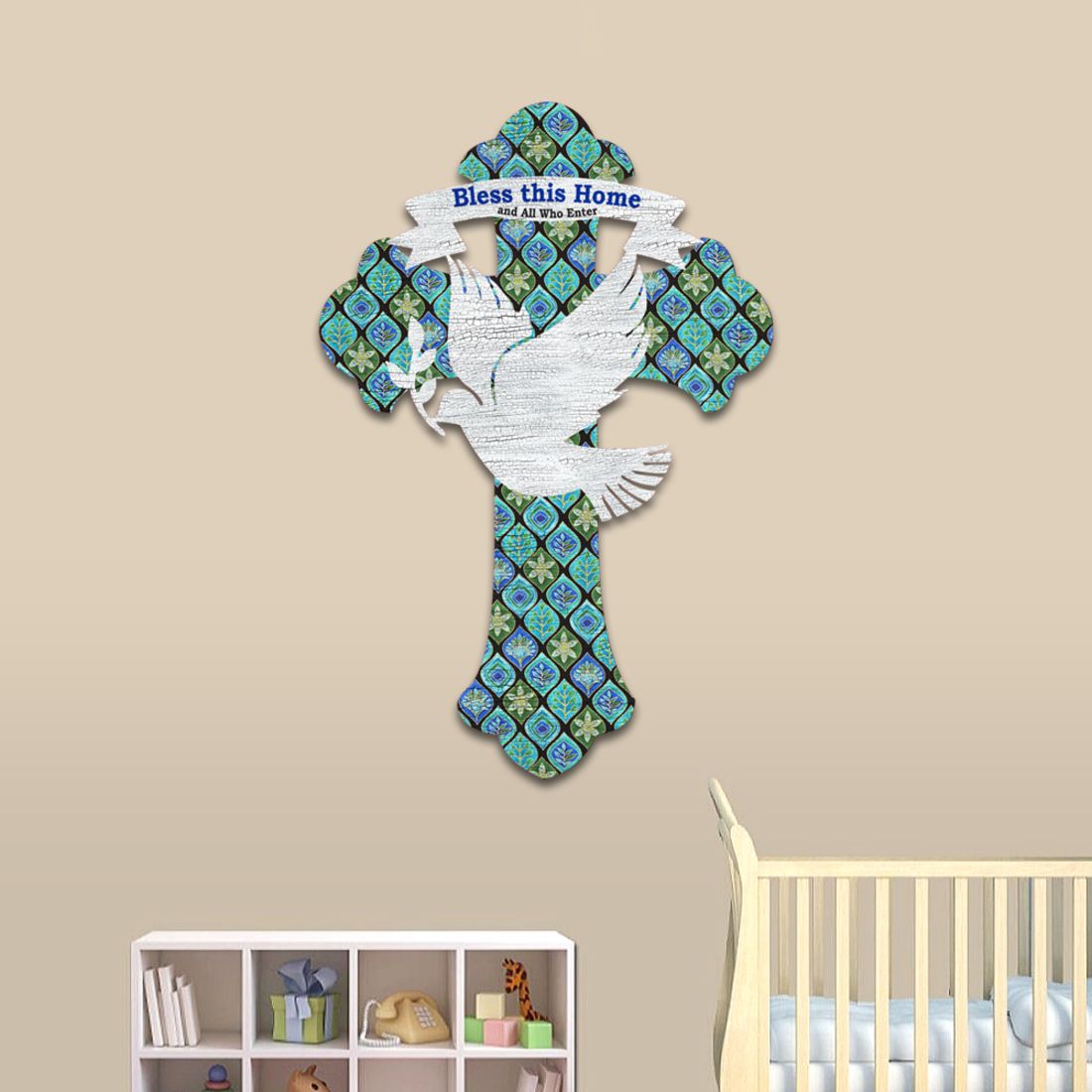 Blessings Cross Easter Door Decor by G. DeBrekht - Easter Spring Decor - 8191163H