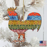 Adornos de madera con diseño de gallo acolchado de G. DeBrekht - Decoración de primavera para Pascua - 8198135