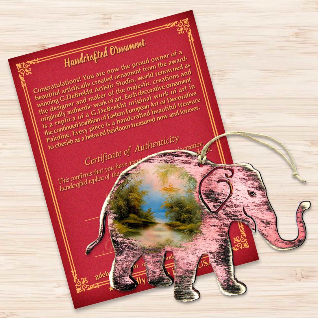 Adornos rústicos de madera con forma de elefante de Nature Wonders - Decoración navideña con temática de vida silvestre - 8198229