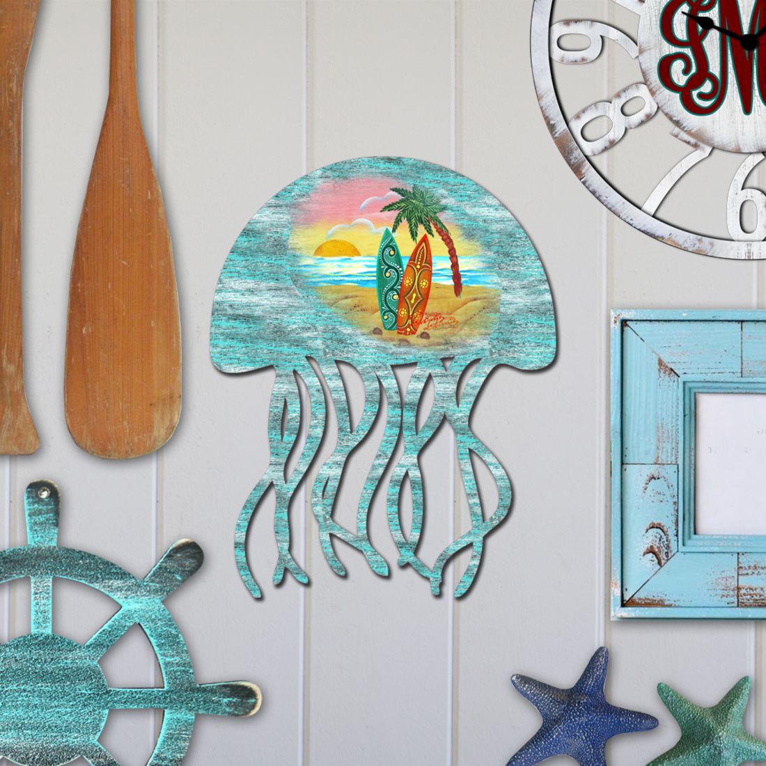 Coastal Jellyfish Coastal Door Decor by G. DeBrekht - Coastal Holiday Decor - 8198513H