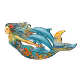 Mermaid & Dolphins Coastal Door Hanger - Handcrafted Ocean Fantasy Art Decor by G. DeBrekht - Coastal Holiday Decor - 81985143H