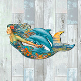 Mermaid & Dolphins Coastal Door Hanger - Handcrafted Ocean Fantasy Art Decor by G. DeBrekht - Coastal Holiday Decor - 81985143H