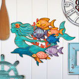 Colgador de puerta costero de sirena tropical - Arte mural costero artesanal de amigos submarinos de G. DeBrekht - Decoración navideña costera - 81985144H