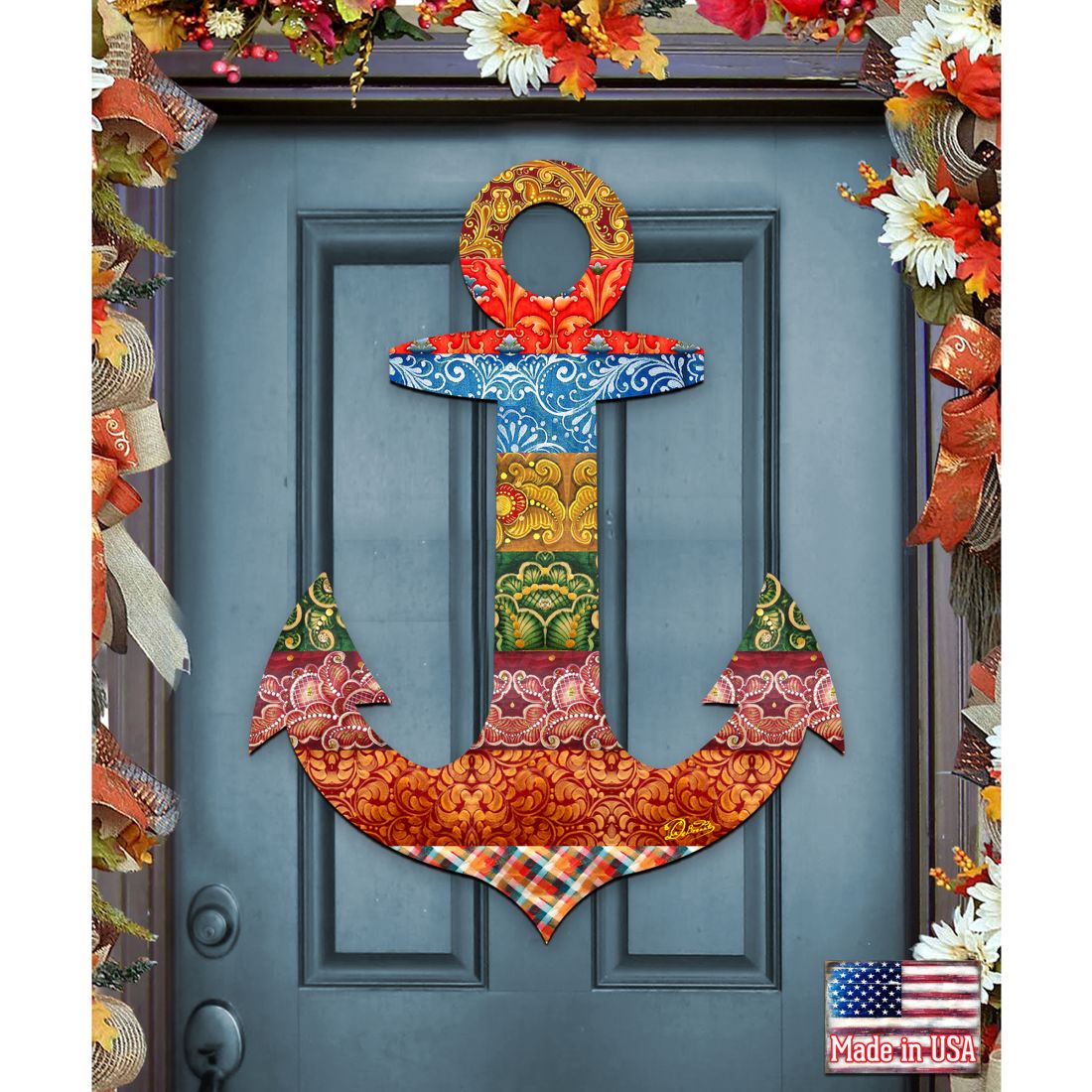Decorated Anchor Coastal Door Decor by G. DeBrekht - Coastal Holiday Decor - 8198521-2H