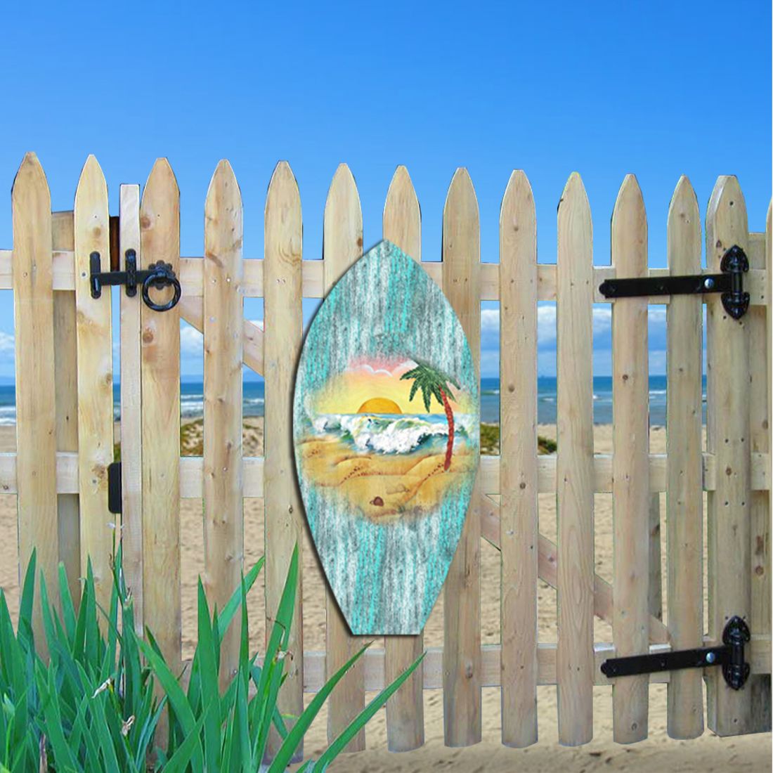 Decoración costera para puerta con tabla de surf Sunrise de G. DeBrekht - Decoración navideña costera - 8198522H