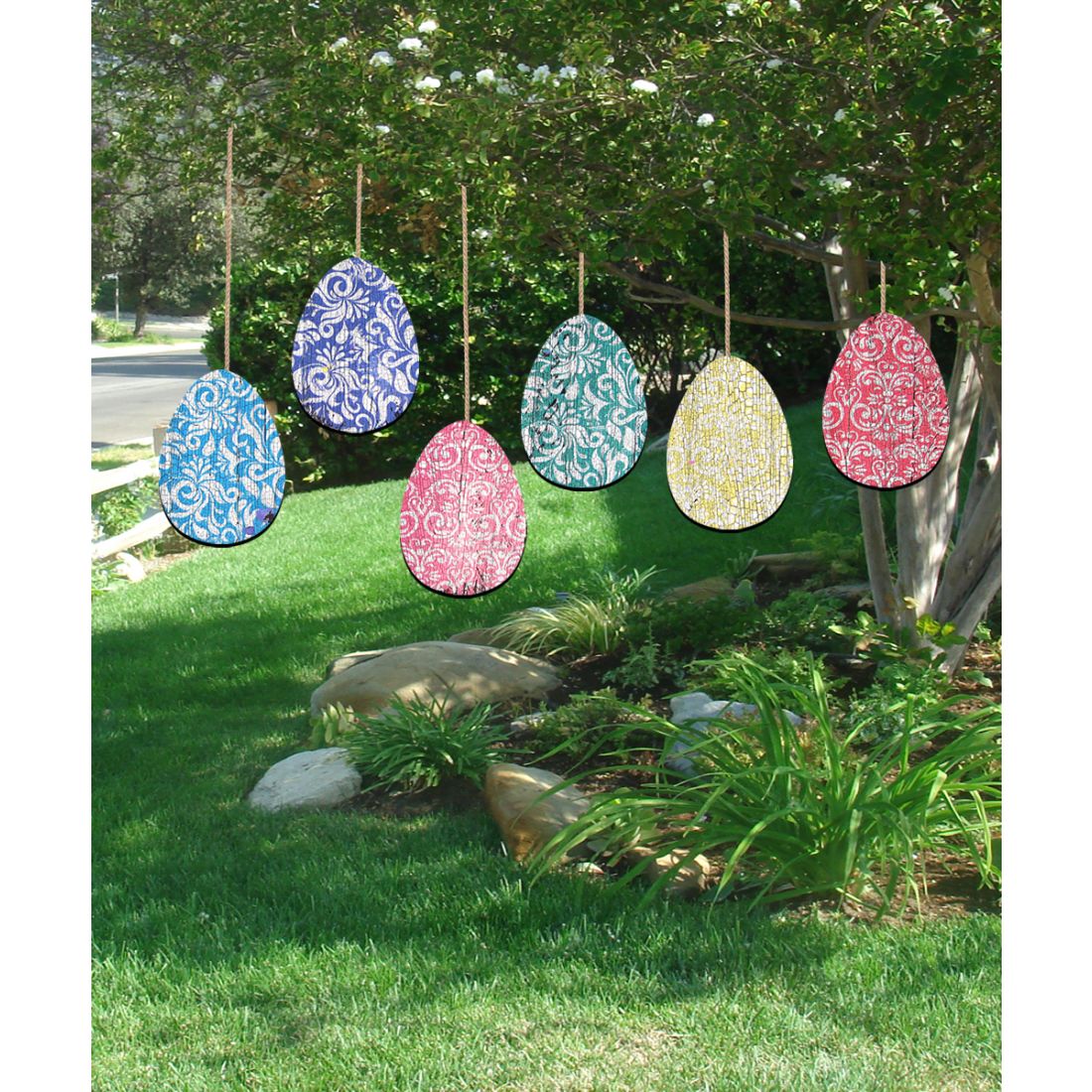 Easter Rainbow Rustic Eggs Outdoor Garden Décor Set of 3 by G. DeBrekht - Easter Spring Décor - 8198712-2M-S6