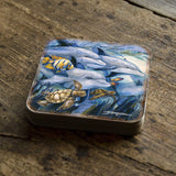 Sea Creatures Wooden Cork Coasters Gift Set of 4 by J. Bergsma - Coastal Décor  - 8199456C-S4