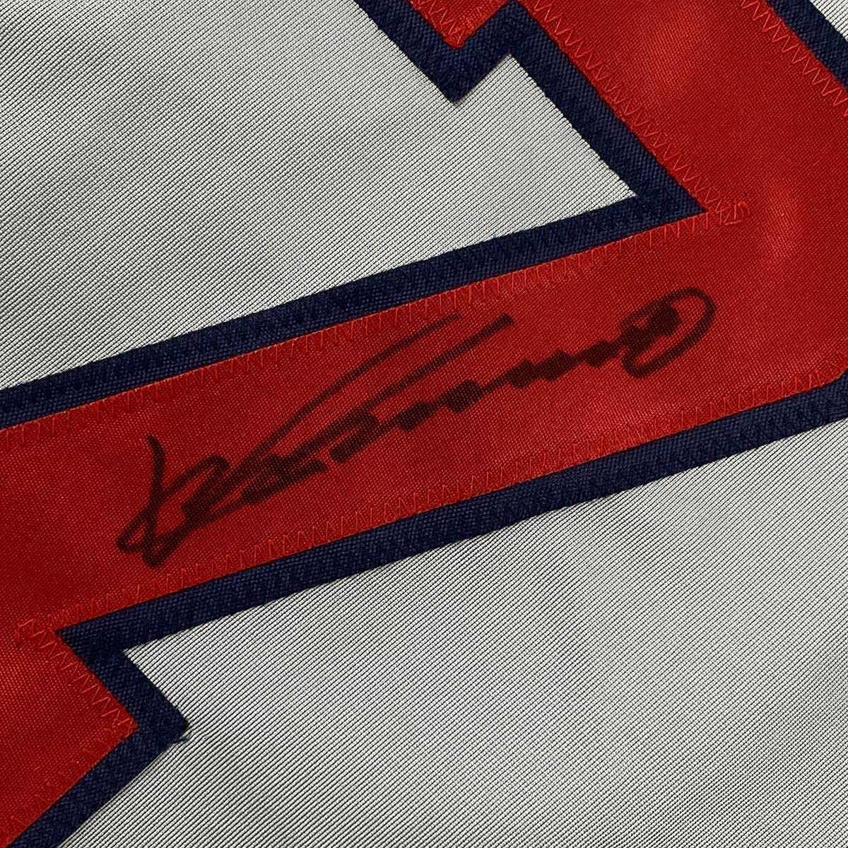 Camiseta de béisbol enmarcada, autografiada y firmada por Vladimir Vlad Guerrero, 35 x 39, gris, de Los Ángeles, Anaheim, JSA COA