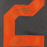 Framed Autographed/Signed Jim Palmer HOF 1990 35x39 Baltimore Black Baseball Jersey JSA COA
