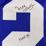 Camiseta de fútbol azul Dallas de 35 x 39, enmarcada, autografiada y firmada por Mel Renfro, HOF 96, JSA COA