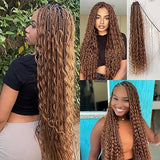 36" Boho Blonde Braids Wig | 360 Full Lace | Curly Ends | Goddess Locs Accents