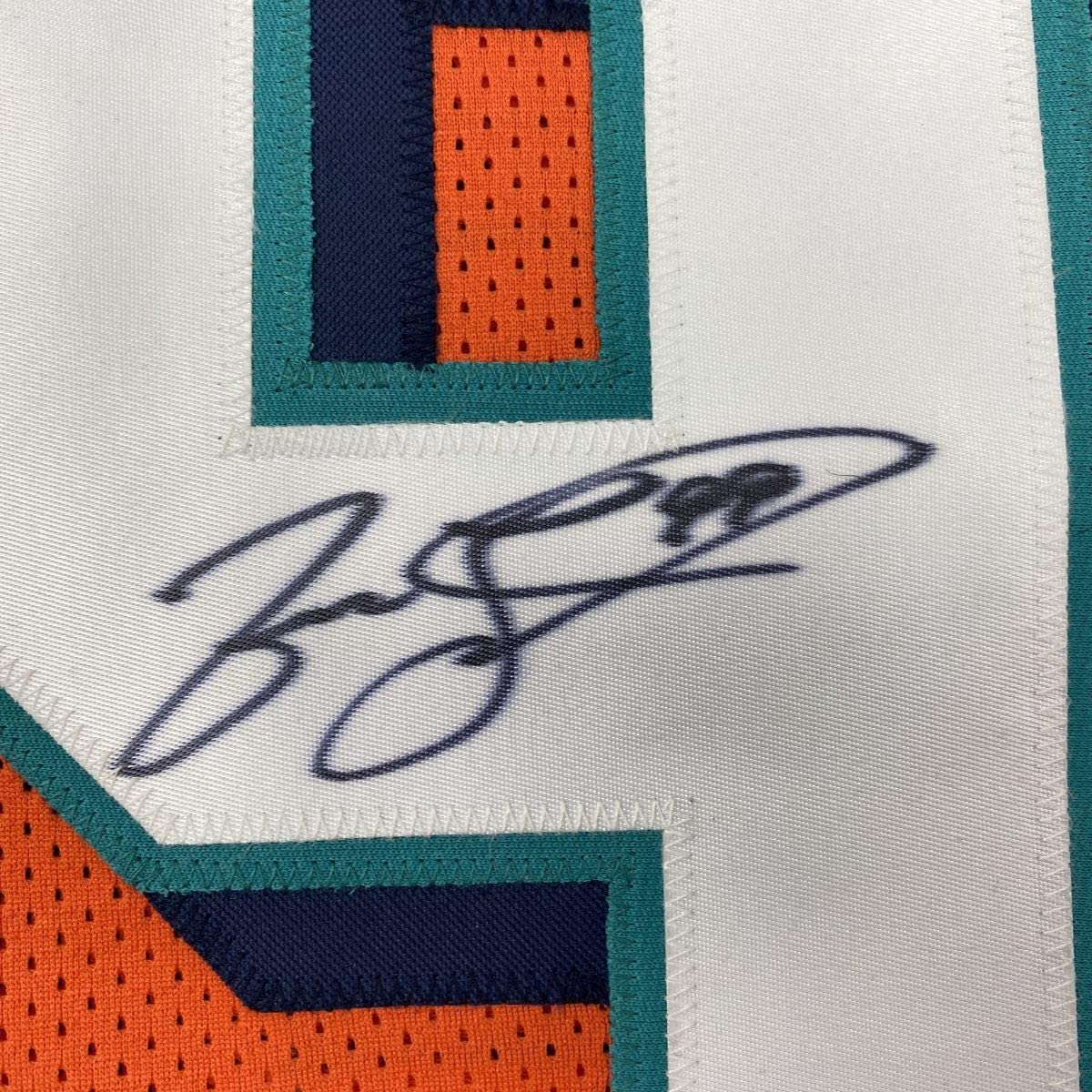 Camiseta de fútbol naranja autografiada/firmada de Jason Taylor Miami JSA COA