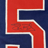Camiseta de béisbol azul de Cleveland de 35 x 39 de Shane Bieber, enmarcada, autografiada y firmada (JSA COA)