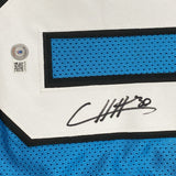 Camiseta de fútbol azul Carolina de Chuba Hubbard autografiada/firmada Beckett BAS COA