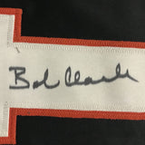Framed Autographed/Signed Bob Bobby Clarke 35x39 Philadelphia Black Hockey Jersey JSA COA