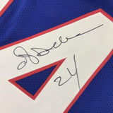 Camiseta de fútbol azul de Nueva York de 35 x 39, enmarcada, autografiada y firmada por Ottis Anderson (JSA COA)
